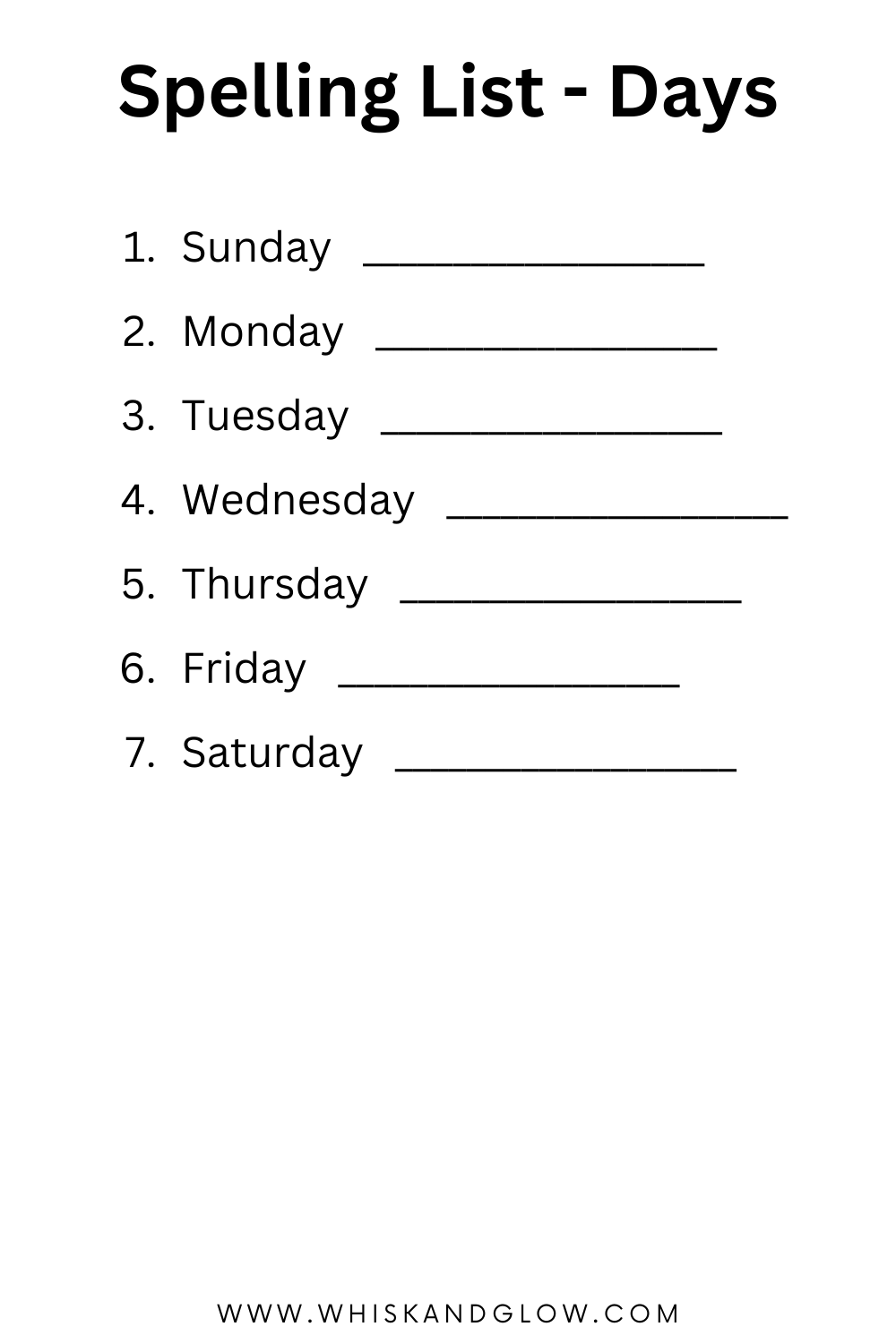 days-of-the-week-spelling-list